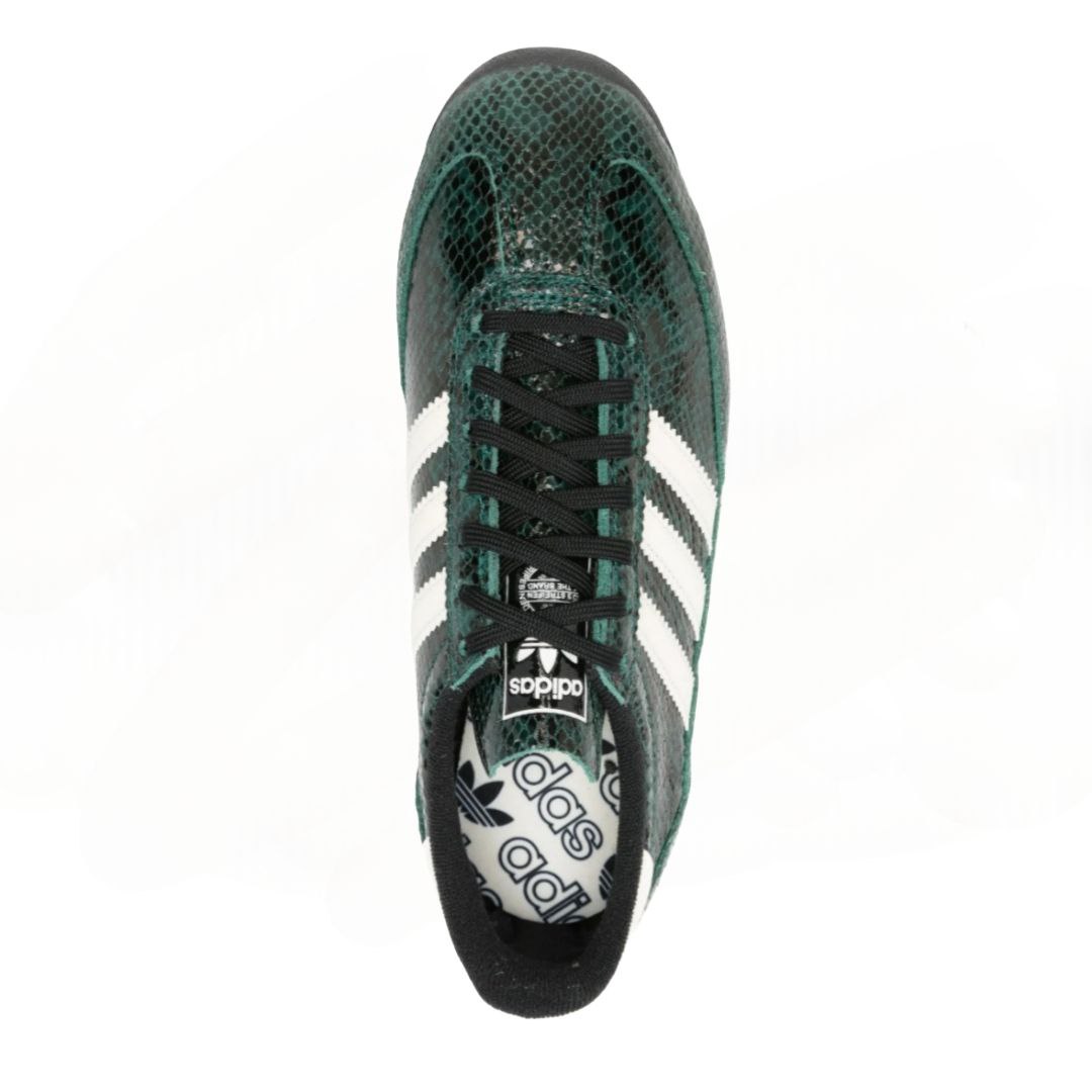 "Adidas SL72 OG dark green and cream snake print"